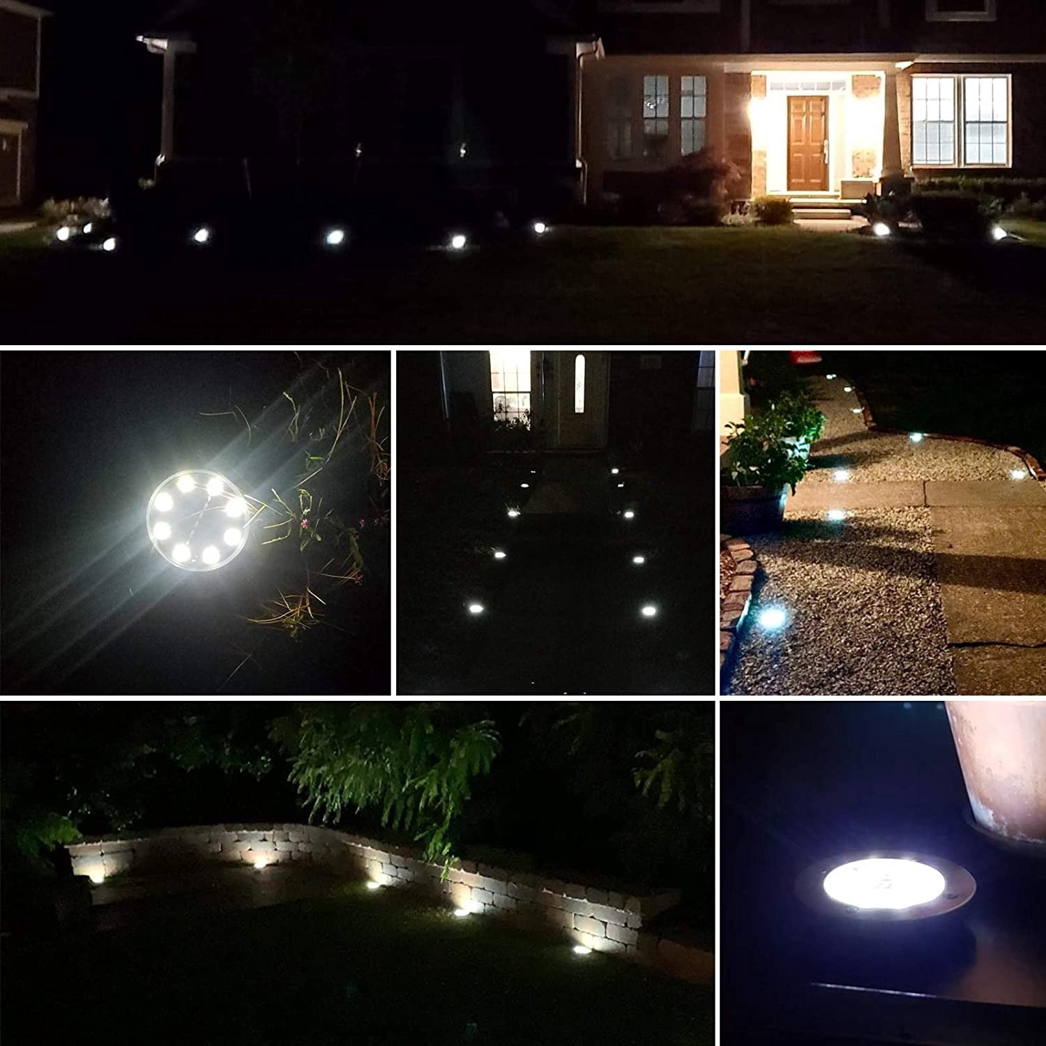 Solar Outdoor Lights Walkway Lights 8Packs, Bright Solar Ground Lights Uplight Sidelight, Waterproof Solar Deck Lights