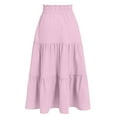 thumbnail image 6 of Gytharion Kids Flowy Skirts for Girls 4-15 Years, Summer Solid A-Line Ruffle Swing Tiered Pleated Long Skirt Cute Casual Drawstring Elastic High Waist Boho Maxi Skirt, 6 of 8
