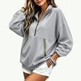 thumbnail image 6 of Zynoxe Women's Pullover Sweatshirt Classic Stand Collar Half Zip Sweatshirt for Women Relaxed Drop Shoulder Long Sleeve Sweatshirt Fashion Color Block Top with Pockets & Elastic Ribbed Cuffs L, 6 of 8