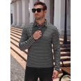 thumbnail image 4 of COOFANDY Long Sleeve Rugby Polo Shirts for Men, Sports Striped Regular Moisture Wicking Dry Fit Golf Shirt, Sizes S-2XL, 4 of 8