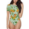 thumbnail image 2 of Uemuo Tangerine Pattern Women's One Piece Short Sleeve Swimsuit Rash Guard Surfing Modest Quick-drying Swimsuit Beach Essentials-XX-Large, 2 of 9