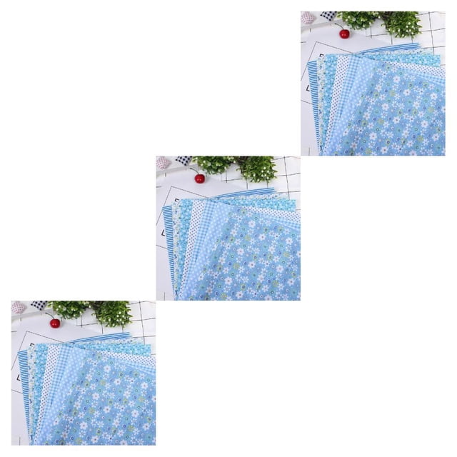 Yuarrent Juego de 7 Uds. De edredón de cuarto ancho surtido, tela de algodón para acolchar, juego de costura DIY Azul 3piezas