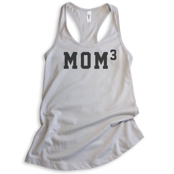 Mom 3 Tank Top, Ladies Racerback Tank Top, Mom Tank, Mama Tank, Mother Tank, Mother's Day Tank, Silver Gray, Medium
