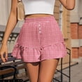 thumbnail image 2 of Checked Skorts for Womens Put On Strech High Waisted Short Skirts Front Buckle Regular-Fit Skirts Dressy Flowy Sweat Skorts Pleated Hem Skirt Workout Running Gym Pants, 2 of 5