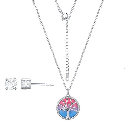 Believe by Brilliance Women's Fine Silver Plated Pendant & Earring Set with Crystal & Cubic Zirconia