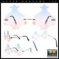 thumbnail image 2 of Unique Christmas Tree Rimless Gradient Lens Party Shade Sunglasses Gold - Blue Pink, 2 of 7