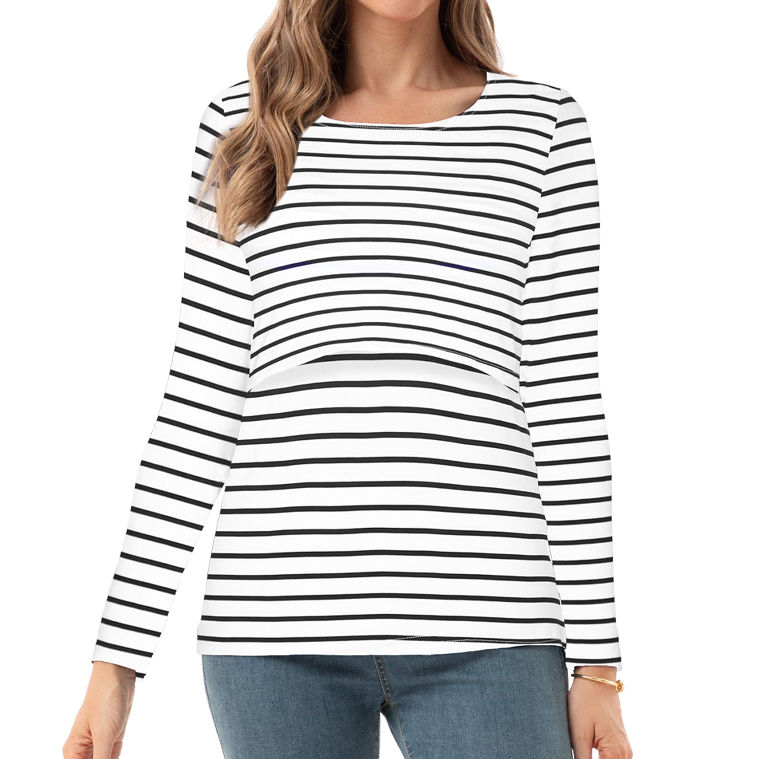 Beaisland Women's Maternity Nursing Tops Comfy Long Sleeve Breastfeeding T-Shirt 3-Pack