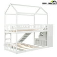thumbnail image 6 of House Bunk Bed Twin over Twin, Twin Bunk Bed with Slide, Stairs, Ladder and Guardrail, Wood Bunk Bed, No Box Spring Needed(White), 6 of 13