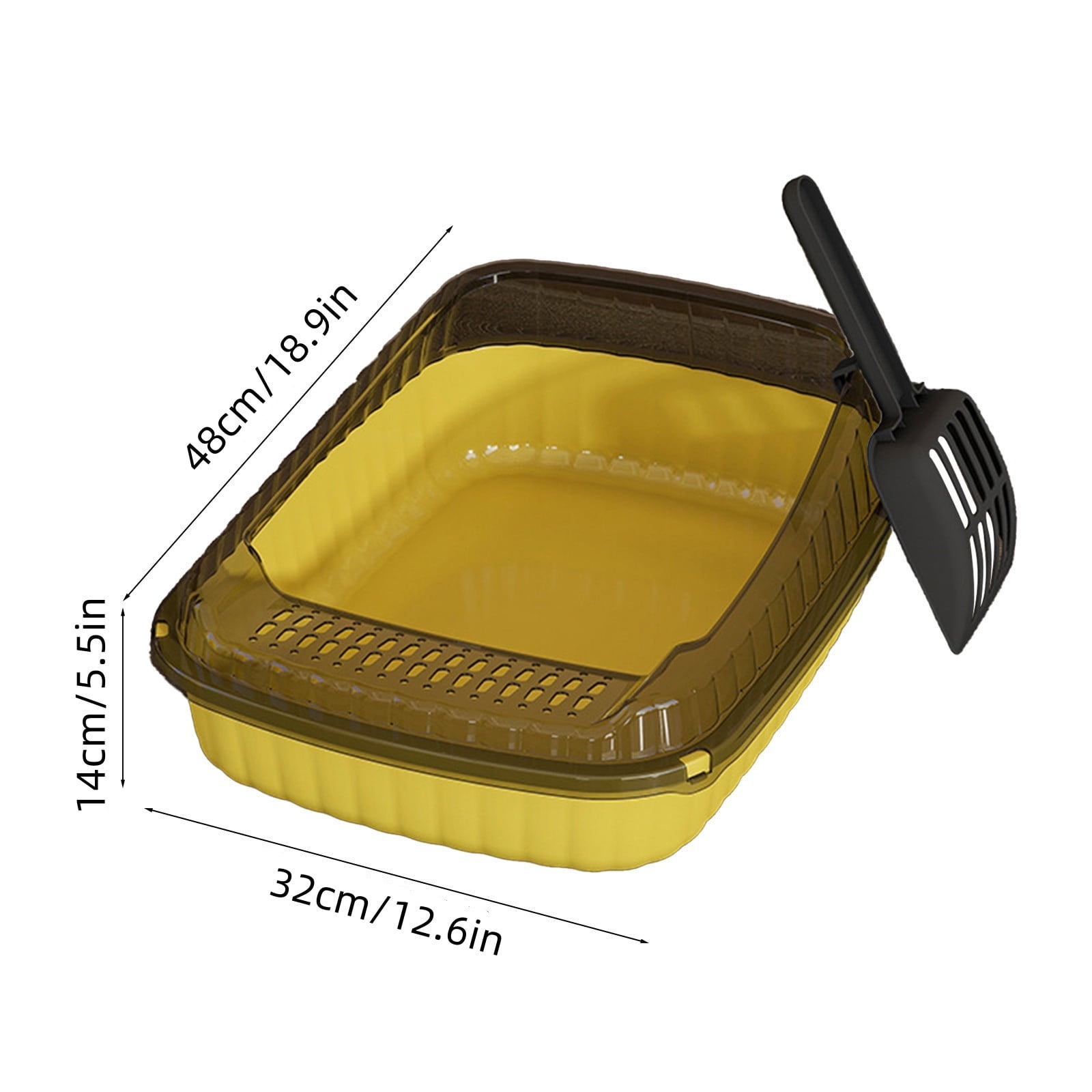COM1950s Semi Enclosed Litter Box for Cats,High Sided Cat Litter Box with Splash Proof Design,Large Kitty Litter Pan with Scoop for Indoor Cats,Anti Leak Non Stick Bottom,Durable Plastic Litter Box