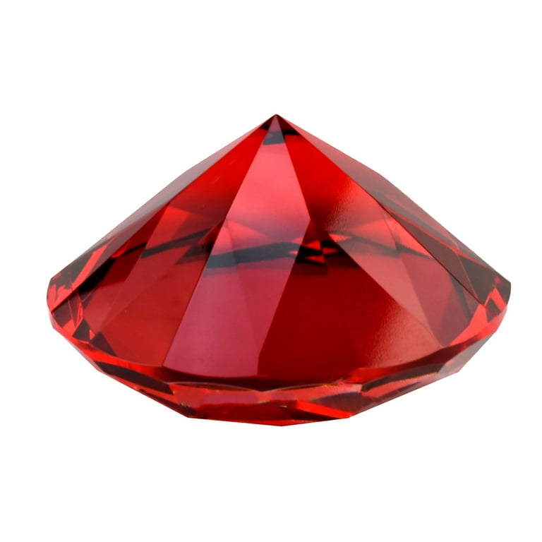 Big 100mm Ruby Red Glass Crystal Giant Diamond Jewel Paperweight