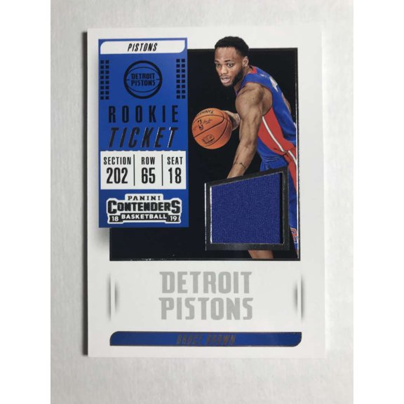 Collectible 2018-19 Panini Contenders Rookie Ticket Swatch #1 Bruce Brown RC Jersey Game Used Detroit Pistons NBA Basketball Trading Card