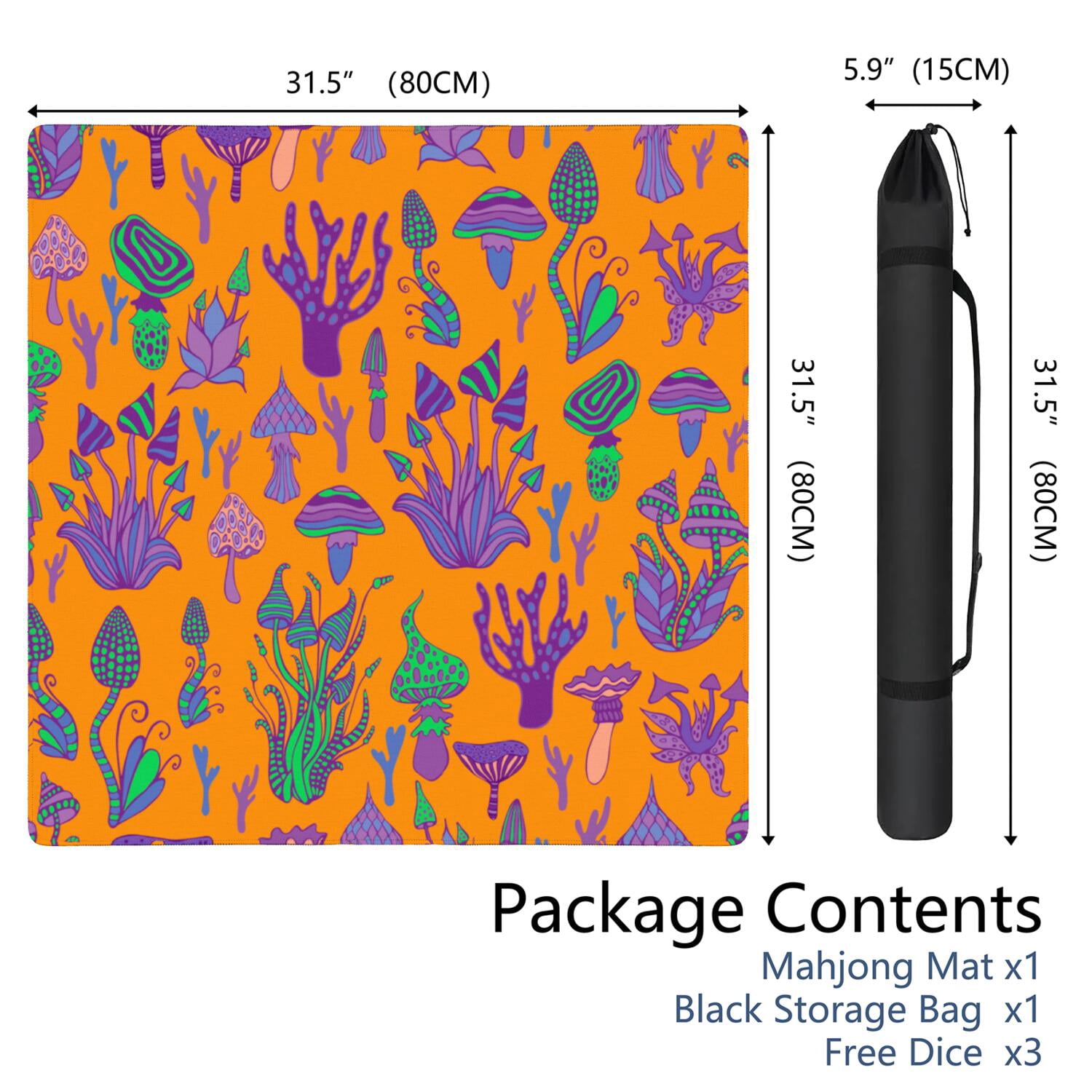 Large Plants Pattern Game Mat 31.5x31.5 Inches Constructed from Premium Rubber with Anti-Slip Grip and Noise Dampening for Cards Tiles Games