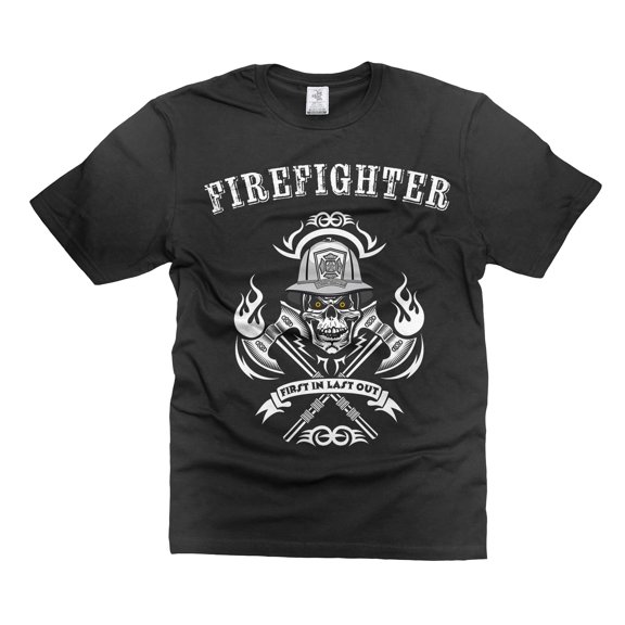 Mens Firefighter T-shirt Firefighter SKull Logo Shirt Firefighting Gifts Firefighter T-Shirts