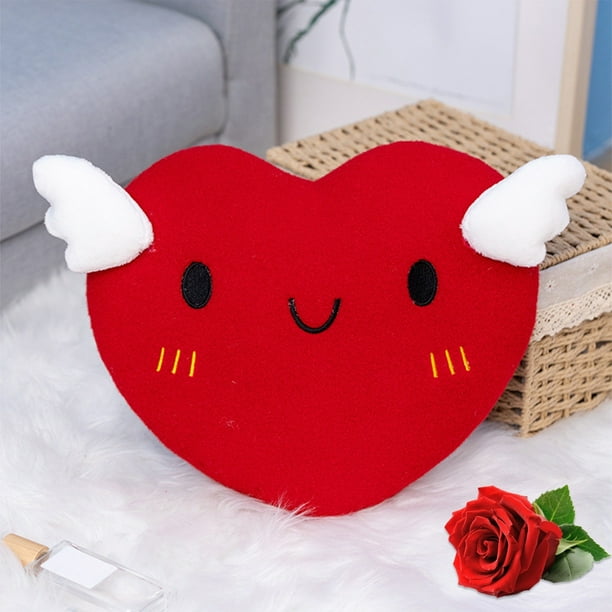 Almohada de San Valentín | Peluche de algodón suave | Bonita decoración para el hogar | Regalo navideño para niños y adultos | 38 x 35 x 15 cm, rojo o marrón