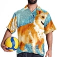 thumbnail image 4 of Pixel Dog Men's Short Sleeve Spread Collar Button Down Beach Print Casual Shirts, 4 of 6