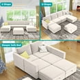 thumbnail image 4 of BALUS U Shaped Sectional Sofa with Storage, 7 Seater Modular Sectional Sofa with Adjustable Back and Armrests, Oversized Sleeper Sofa Couch Bed, Convertible Couches for Living Room, Beige, 4 of 7