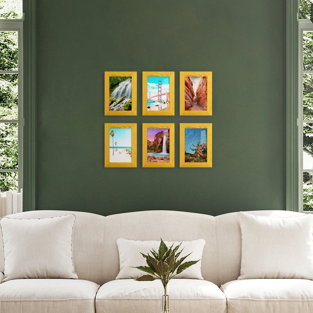 Wexford Home Woodgrain 5" x 7" Sunflower Yellow Picture Frame (Set of 6)