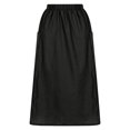 thumbnail image 6 of cocolona Womens Linen Skirts for Women Summer Casual Solid Color Elastic Waist Flowy Long Skirts Beach Vacation Midi Skirts with Pockets Black S, 6 of 7