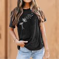 thumbnail image 2 of TSADFHJI Hauts Col en V pour Femmes Mode Décontractée Impression Mots Chemises Col Rond Manches Courtes Tee Tops Tunique Blouse TTG Noir, 2 of 5