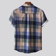 thumbnail image 5 of YYDGH Men's Hawaiian Color Block Shirt Short Sleeve Button Down Shirts Casual Casual Summer Beach Shirt Blue XXL, 5 of 9
