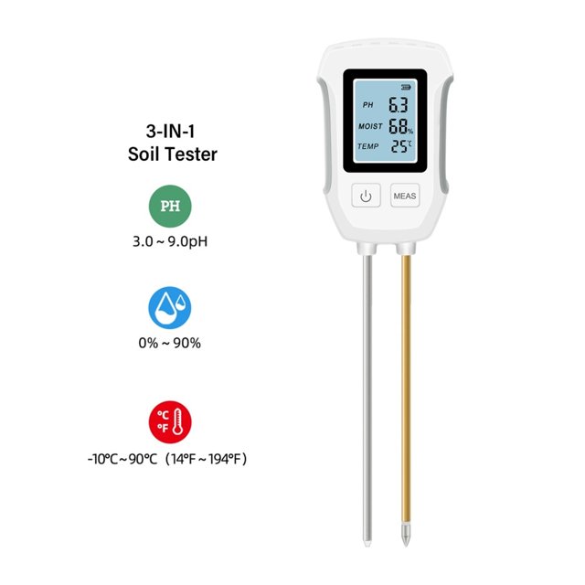 Soil PH Meter Digital Soil Moisture Fertility Light Temp Humidity Tester Accurate Analyzer for Garden, Plants, Lawn ,Upgraded Testing Structure
