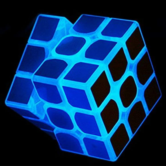 3x3 Blue Fluorescent Speed Cube Glow in Dark Magic Speed Cube 3-D Brain Teasers IQ Puzzles for Kids and Adults (3x3 Blue Fluorescent)