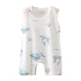 thumbnail image 2 of Kids Girls White Sleeveless Cotton Romper with Snap Closure Kids Kids Summer Outfit,Size 59, 2 of 5
