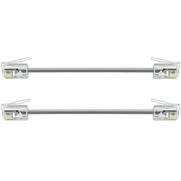 NECABLES (2 Pack) 3 Inch Short Phone Cord Short Telephone Cord Short Phone Line Cord Wall Phone Cord RJ11 6P4C Male to Male for Landline