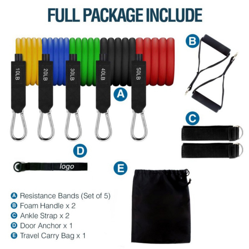 Exercise Resistance Bands Set 11 Pack Workout Tension Bands Pull Ropes