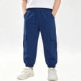 thumbnail image 2 of biudgviw Girls Boys Cargo Pants Toddler Kids Casual Jogger Pants Kids Elastic Waist Cinch Bottom Pants with Pockets(Blue,10-11 Years), 2 of 7