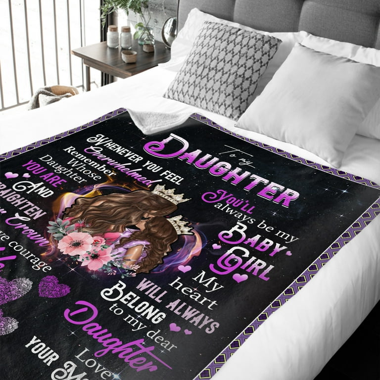 Familyloveshop LLC To My Daughter Straighten Your Crown Blanket Daughter Gifts From Mom Daughter Gift For Birthday Christmas Graduation