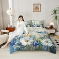 thumbnail image 5 of Manfei Cute Daisy Moth Full Size Comforter Sets,Retro Oil Painting Bedding Comforter Set,White Blue Bedding Sets For Girls,Luxury Bedroom Decor Reversible,3 Pieces, 5 of 9