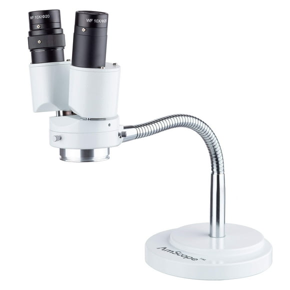 AmScope - 8X Grossissement Stéréomicroscope Binoculaire avec 360 Tour - Dentaire, Laboratoire, Réparation Électronique, Soudure, Illuminateur de Col de Cygne - SE508