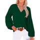 thumbnail image 1 of Blusas con cuello en V para mujer, manga farol, camisas sueltas y fluidas para citas en el trabajo de oficina, 1 of 5