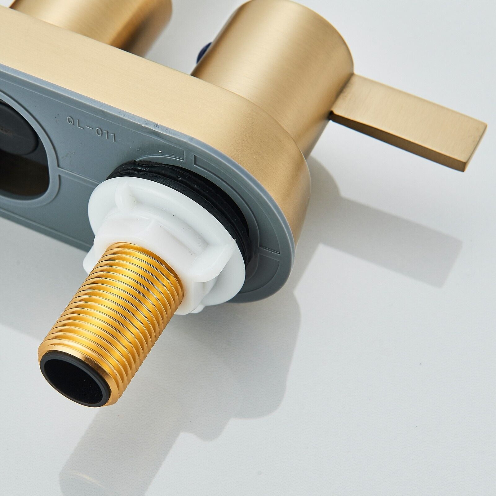 Brushed Gold 4 Inch 2 Handle Centerset Lead-Free Bathroom Faucet Swivel Spout with Pop Up Drain