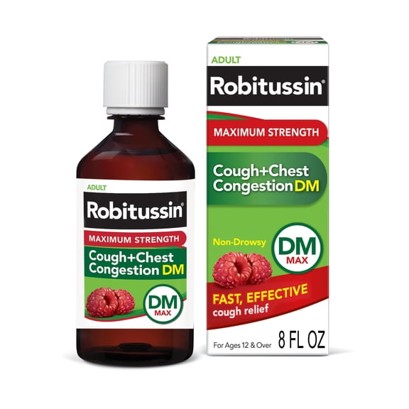 Robitussin Max Strength Cough and Congestion DM Non-Drowsy Liquid Medicine, 8 Fl Oz