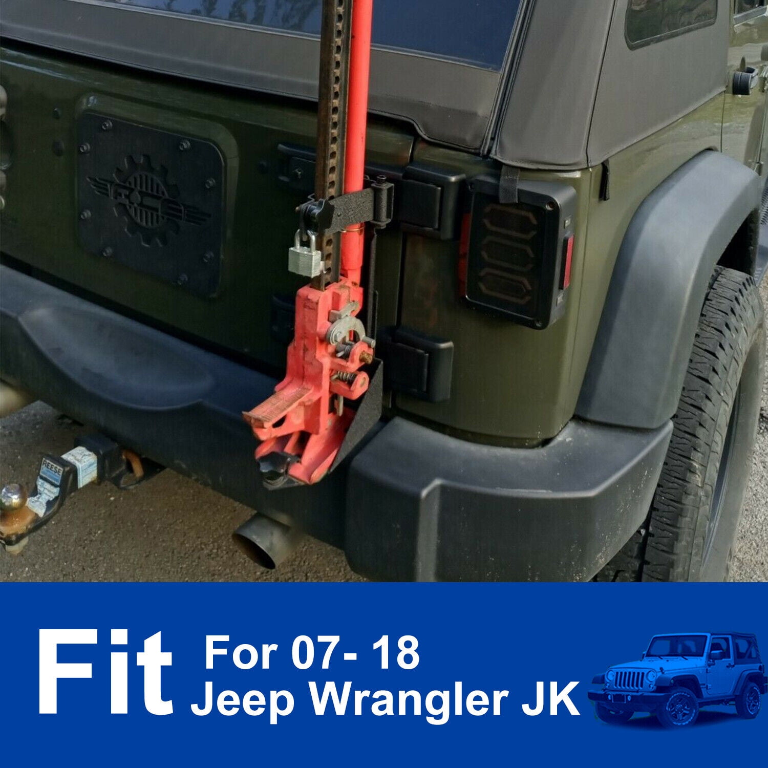Kojem Off-Road Tailgate Hi-Lift Jack Rear Door High Mount Bracket for 2007-2018 Jeep