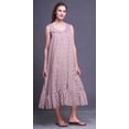 thumbnail image 2 of Bimba Pig Pink2 Floral Leaves & Orchids Mid Calf Nightwear Ladies Cotton Printed Sleeveless Night Gown Maxi Dress X-Large, 2 of 6