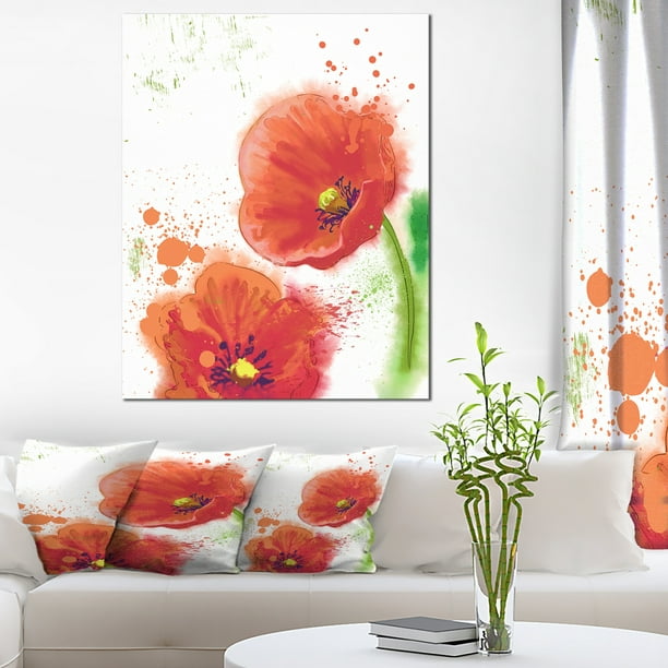Tulipes Rouges Bloomy Aquarelle - Fleurs Toile Oeuvre Murale