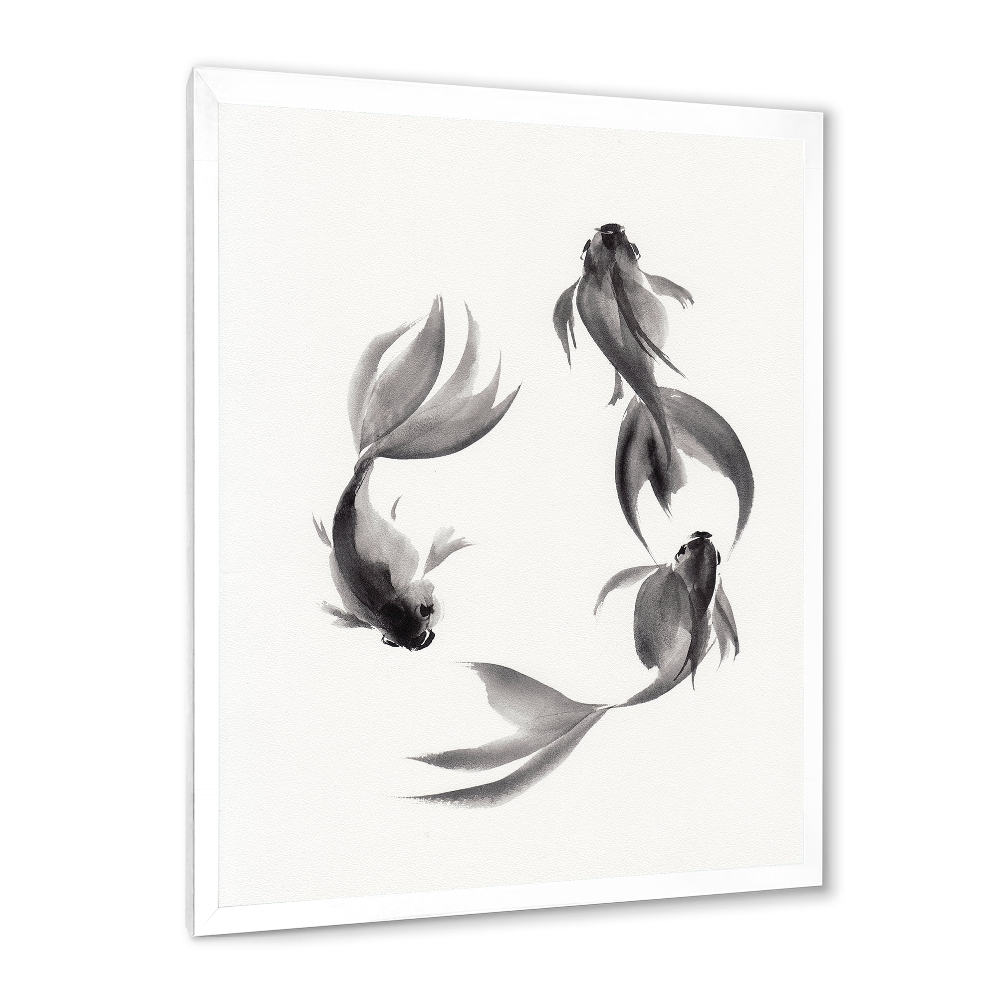 Designart 'Black and White Vintage Fish III' Nautical & Coastal Framed Art Print