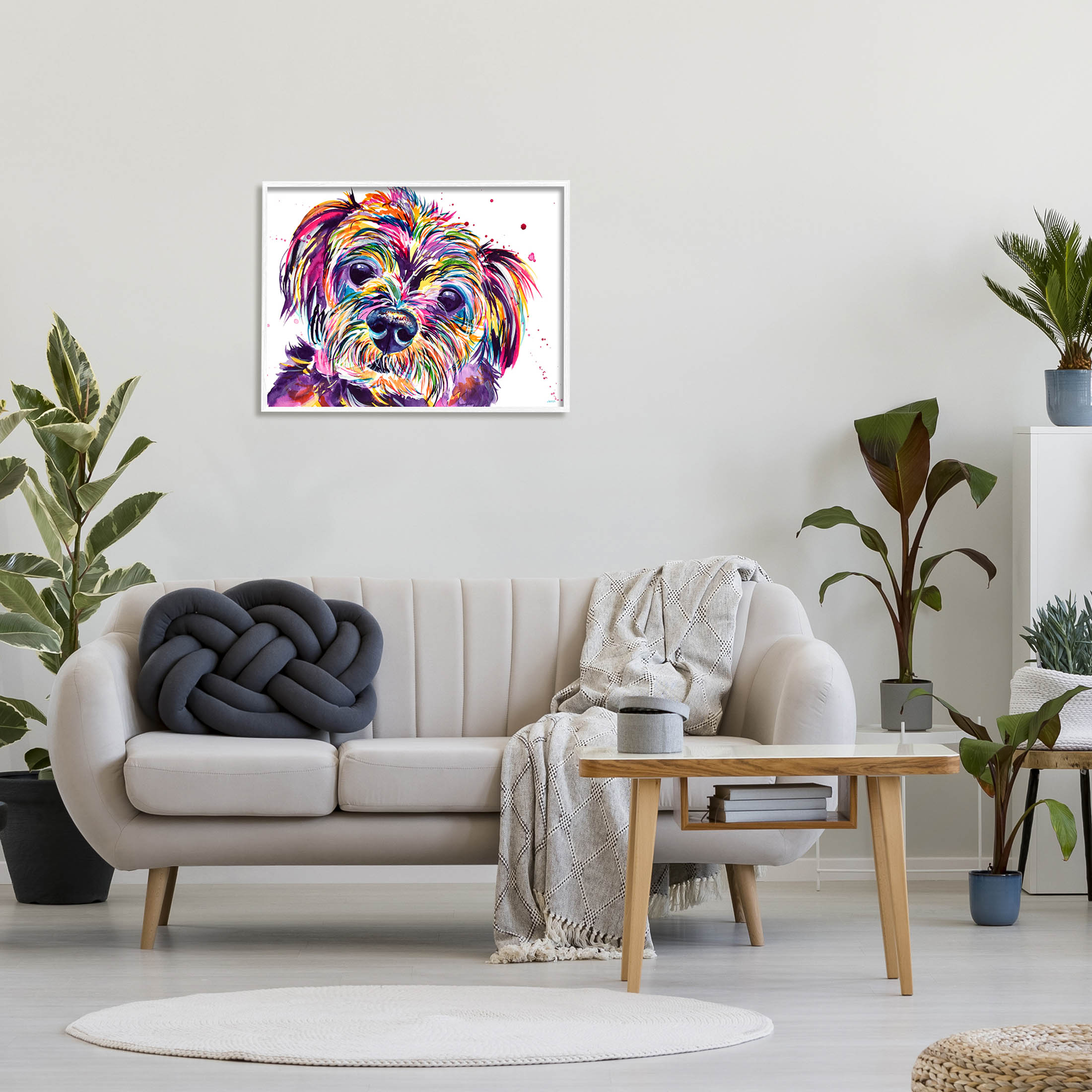 Prismatic Terrier Dog Face Portrait Animals & Insects Graphic Art White Framed Art Print Wall Art
