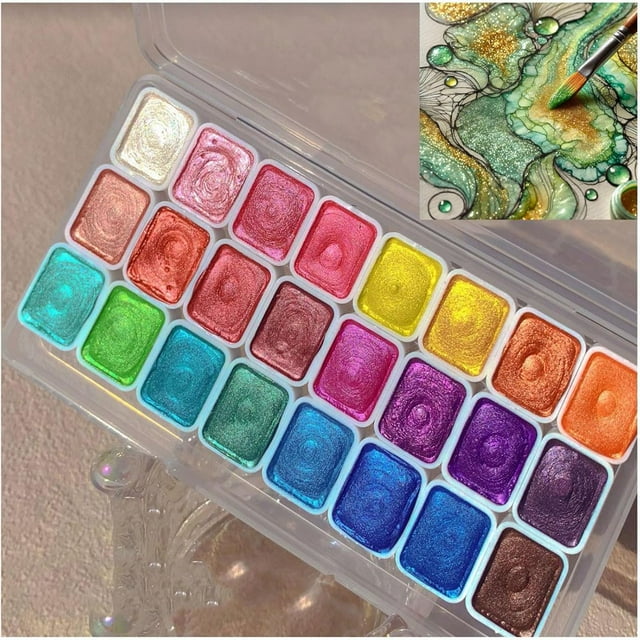 HLONK Shifting Watercolor Painting Set Watercolor Painting Set Color Shifting Watercolor Paint Set Colourful Painting Kit Model Metallic Pearlescent Watercolor Paint for Art Painting (60c