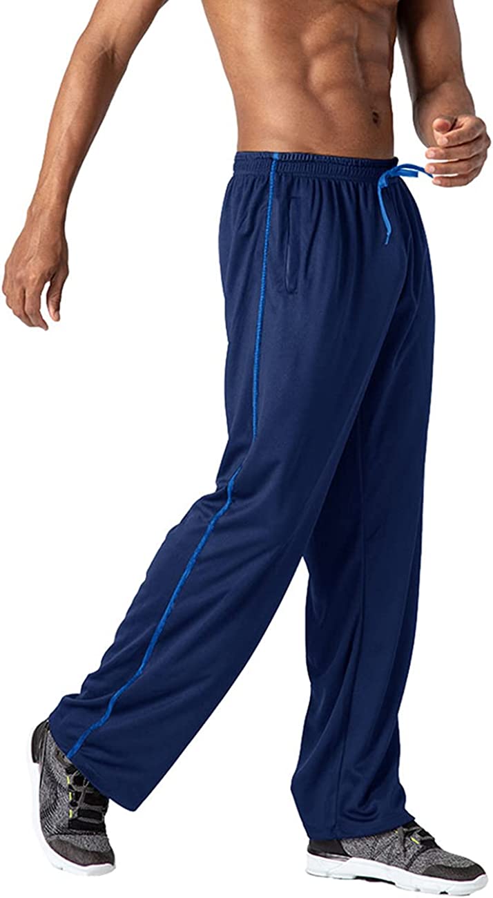 Men's Lightweight Workout Sweatpants Open Bottom Athletic Track Pants for Running,Training