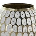 thumbnail image 4 of DecMode 11" Geometric Dot Gold Metal Vase with White Accents, 4 of 10