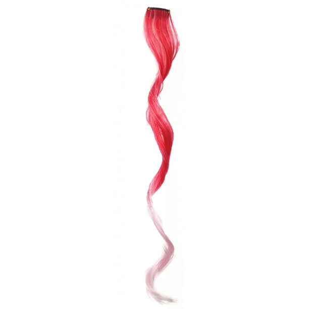 Nvzi Extensiones de cabello de colores, 6 piezas, 45 cm, con clip, arcoíris, un solo color, mechas, cabello sintético largo ondulado para fiestas, ideal para regalar a mujeres, en rojo y blanco.
