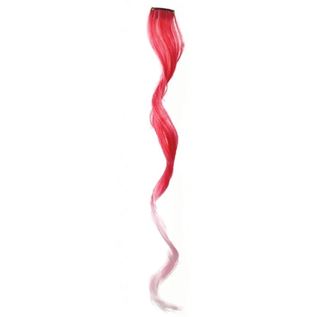 Zhuge Colored Hair Extensions 6 PCS 18 Inch Clip in Hair Extensions Rainbow One Color Party Highlight Long Wavy Synthetic Hairpiece for Women Gifts Party,Red and White