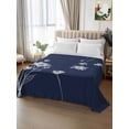 thumbnail image 3 of Full Size Flat Sheet Only, Navy Blue White Floral Soft Brushed Microfiber Bed Sheets, Abstract Art Summer Botanical Hotel Quality Breathable Bedding Top Sheet, Easy Care, 66"x102", 3 of 9