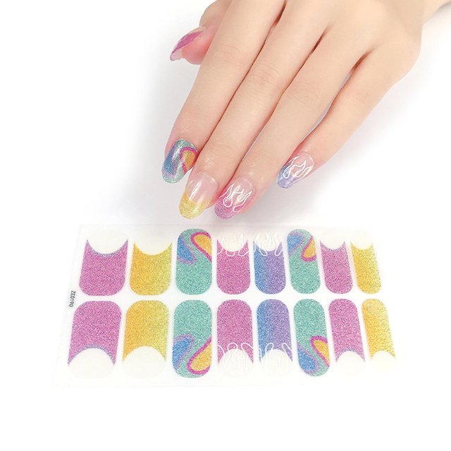 5 Barra de brillo en tiras de esmalte de uñas envolturas de uñas completas pegatinas de esmalte de uñas