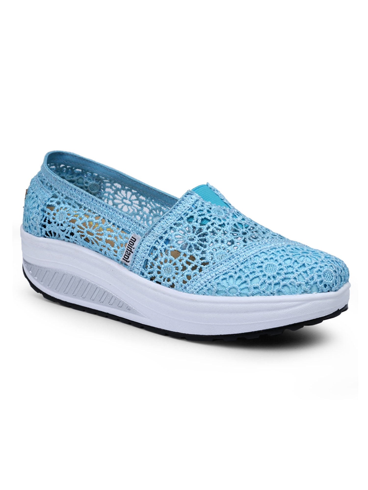 Lightweight Women Casual Shoes Lace Breathable Slip On Shoes Hollow-out ...