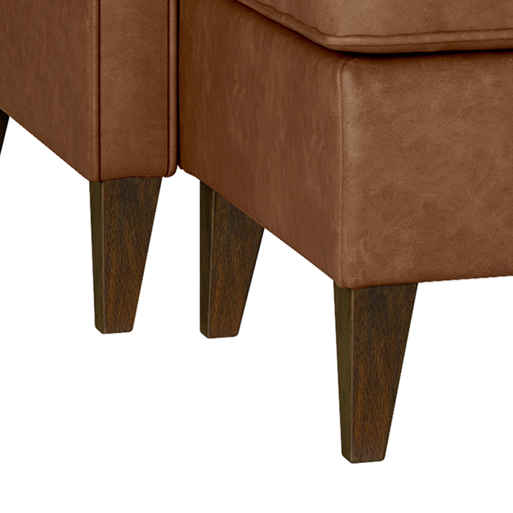 Jianna Faux Leather Reversible Sectional, Saddle Brown